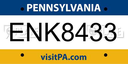 ENK8433 Pennsylvania License Plate
