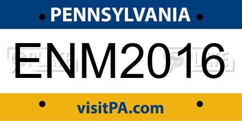 ENM2016 Pennsylvania License Plate