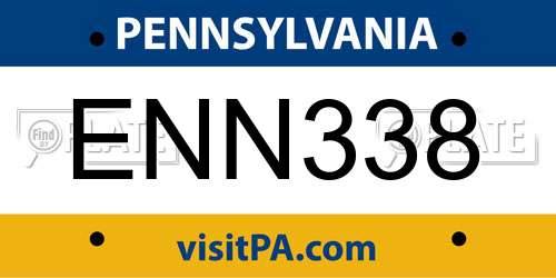ENN338 Pennsylvania License Plate