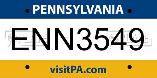 ENN3549 Pennsylvania License Plate