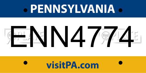 ENN4774 Pennsylvania License Plate