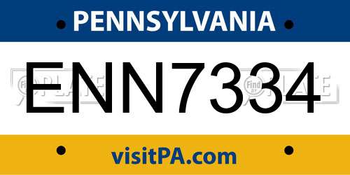 ENN7334 Pennsylvania License Plate
