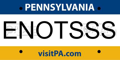 ENOTSSS Pennsylvania License Plate