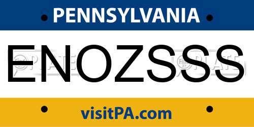 ENOZSSS Pennsylvania License Plate