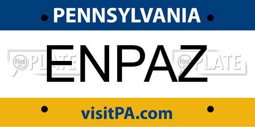 ENPAZ Pennsylvania License Plate