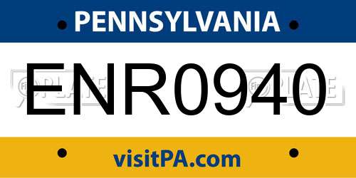 ENR0940 Pennsylvania License Plate