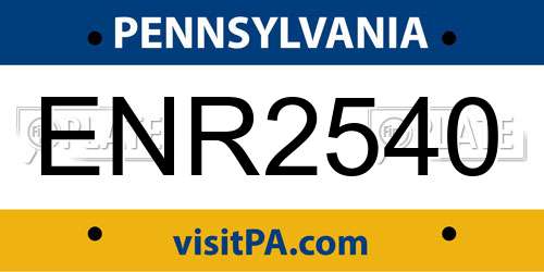 ENR2540 Pennsylvania License Plate