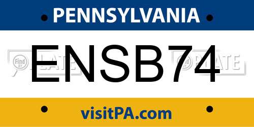 ENSB74 Pennsylvania License Plate