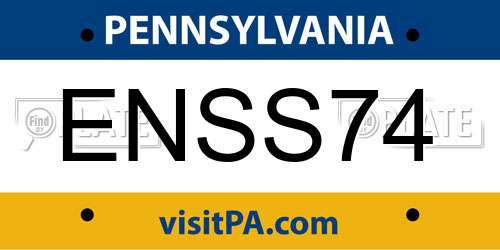 ENSS74 Pennsylvania License Plate
