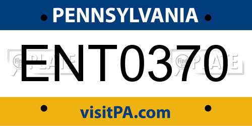 ENT0370 Pennsylvania License Plate