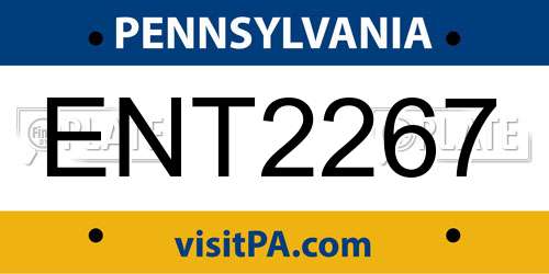 ENT2267 Pennsylvania License Plate