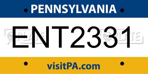 ENT2331 Pennsylvania License Plate