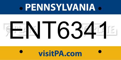 ENT6341 Pennsylvania License Plate