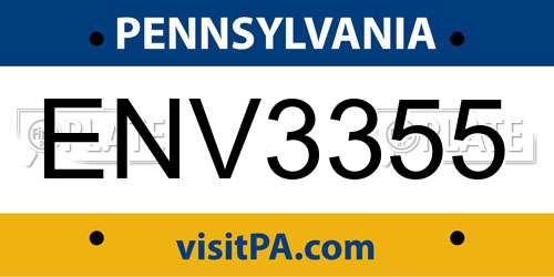 ENV3355 Pennsylvania License Plate