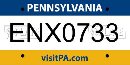 ENX0733 Pennsylvania License Plate