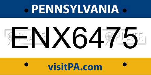 ENX6475 Pennsylvania License Plate