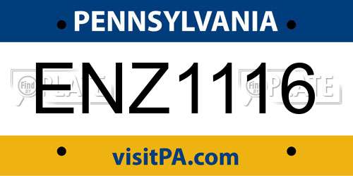 ENZ1116 Pennsylvania License Plate