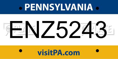 ENZ5243 Pennsylvania License Plate