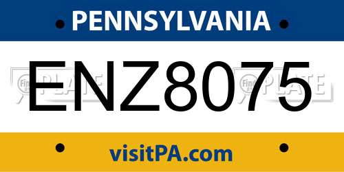 ENZ8075 Pennsylvania License Plate