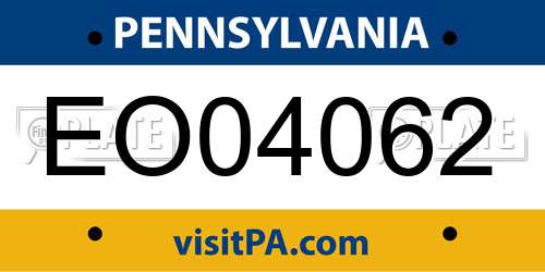 EO04062 Pennsylvania License Plate