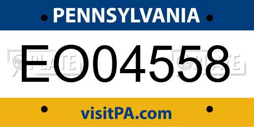 EO04558 Pennsylvania License Plate