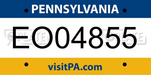EO04855 Pennsylvania License Plate