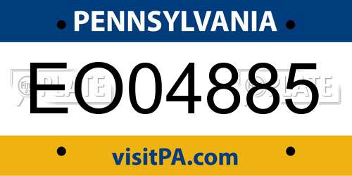 EO04885 Pennsylvania License Plate