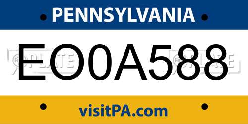 EO0A588 Pennsylvania License Plate