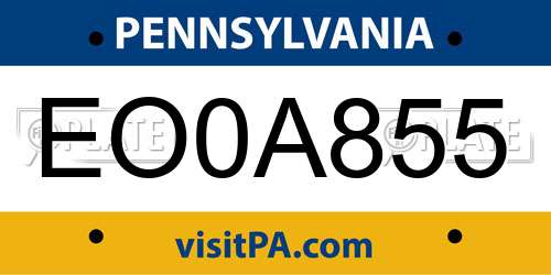 EO0A855 Pennsylvania License Plate