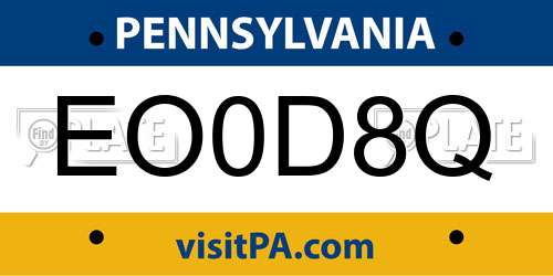 EO0D8Q Pennsylvania License Plate