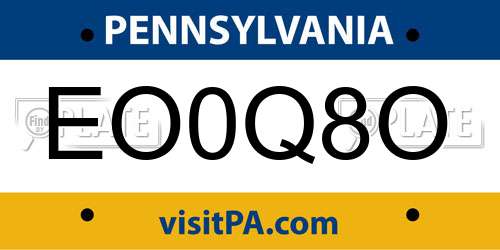 EO0Q8O Pennsylvania License Plate
