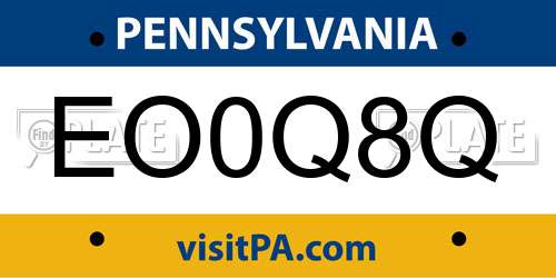 EO0Q8Q Pennsylvania License Plate