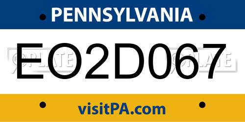 EO2D067 Pennsylvania License Plate