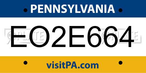 EO2E664 Pennsylvania License Plate