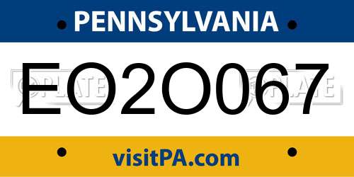EO2O067 Pennsylvania License Plate