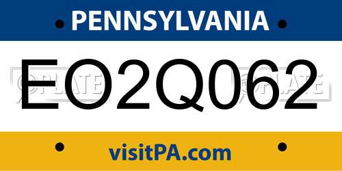 EO2Q062 Pennsylvania License Plate