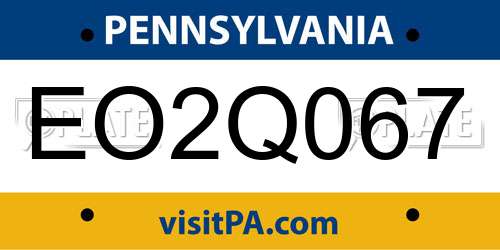EO2Q067 Pennsylvania License Plate