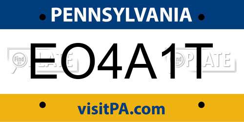 EO4A1T Pennsylvania License Plate