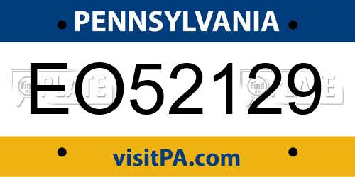 EO52129 Pennsylvania License Plate