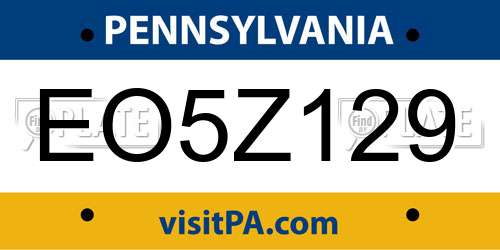 EO5Z129 Pennsylvania License Plate