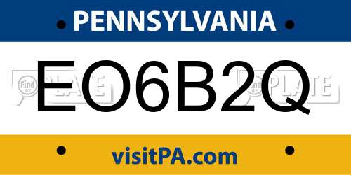 EO6B2Q Pennsylvania License Plate
