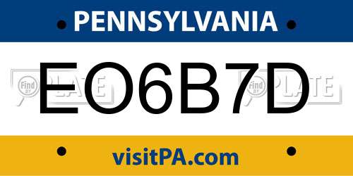 EO6B7D Pennsylvania License Plate
