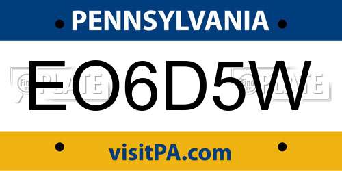 EO6D5W Pennsylvania License Plate