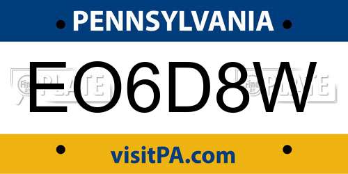 EO6D8W Pennsylvania License Plate