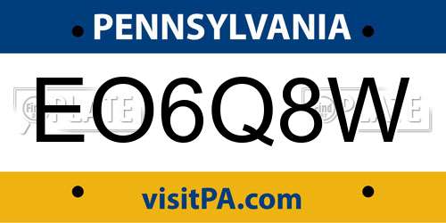 EO6Q8W Pennsylvania License Plate
