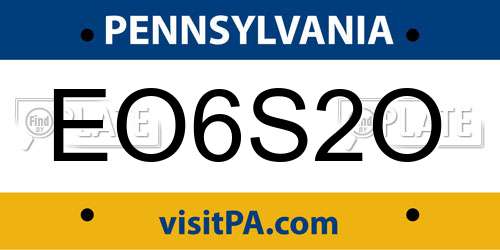 EO6S2O Pennsylvania License Plate