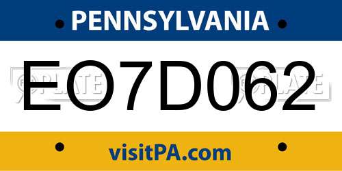 EO7D062 Pennsylvania License Plate