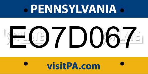 EO7D067 Pennsylvania License Plate