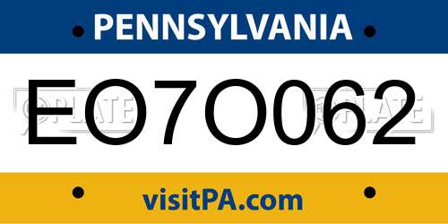EO7O062 Pennsylvania License Plate