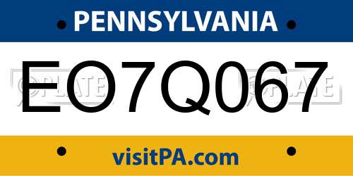 EO7Q067 Pennsylvania License Plate